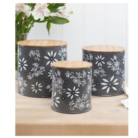 Temp-tations 3-Piece Metal Canisters with Bamboo Lids. Brand new. Never used. - Picture 10 of 10